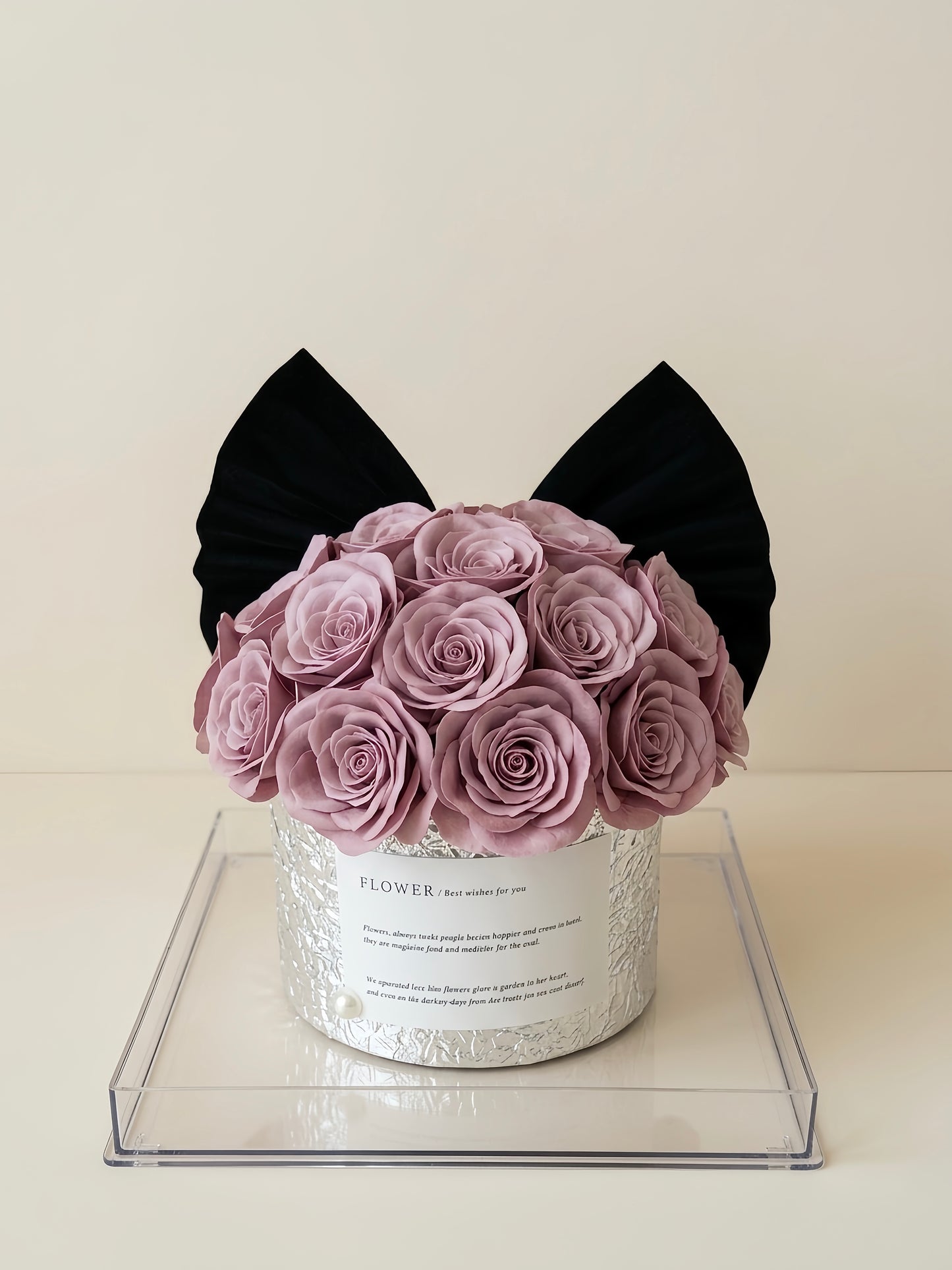 Velvet Heartbeat | Grand Morandi Pink Soap Flower Bucket (Silver)