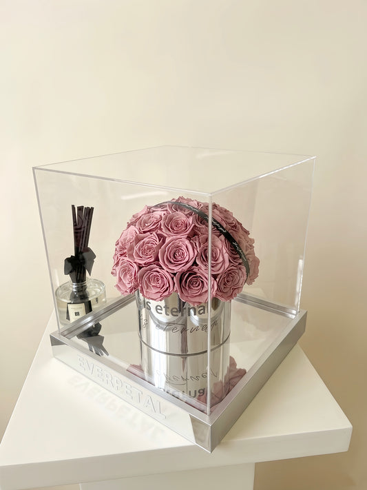 Morandi Kiss | Premium Preserved Pink Rose Grand Mirror Set
