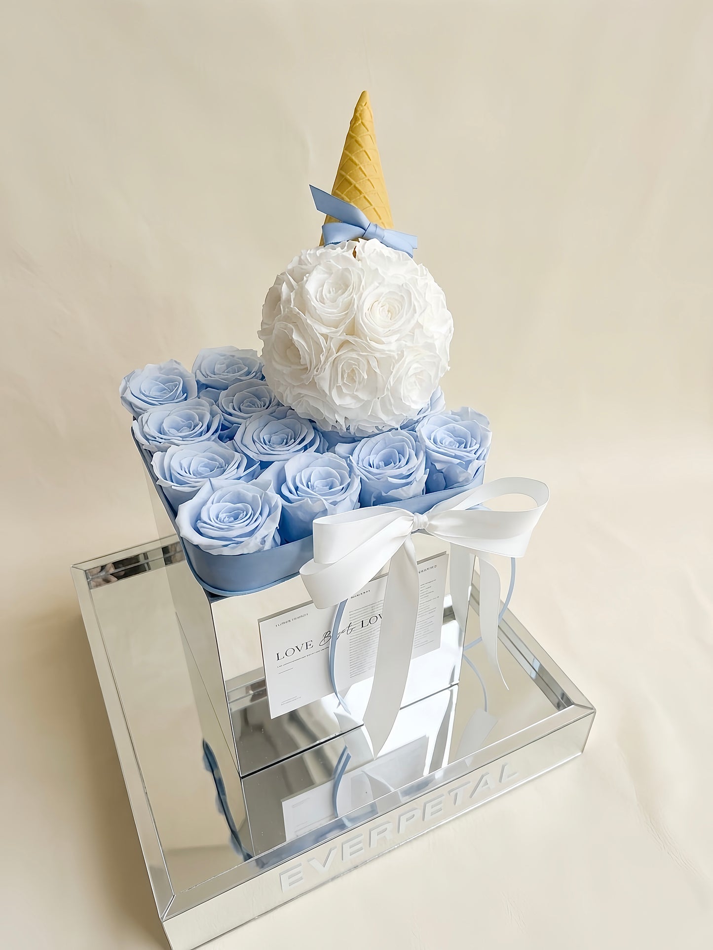 Blue Ice Cream | Real Preserved Flower Mirrored Box