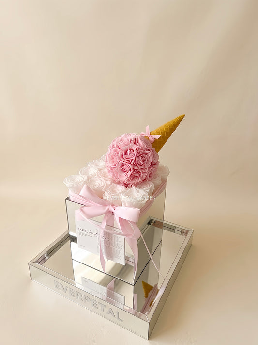 Creative Pink Ice Cream Preserved Flower Bucket