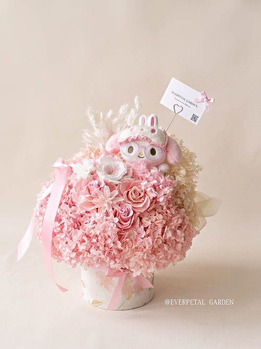 Sakura Secret | 100% Natural Preserved Hydrangea & Bunny Bucket