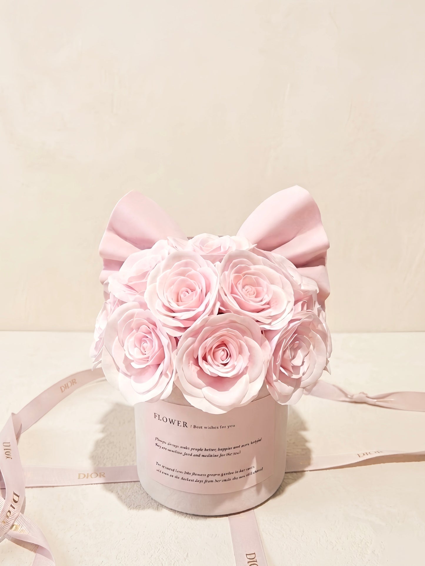 Soft Pink Soap Flower Pink Bucket