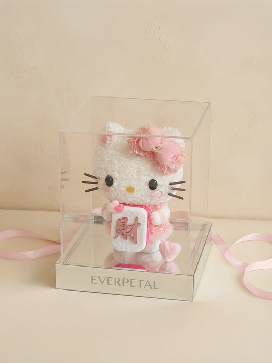 Fortune Cat · Preserved Flower Figurine