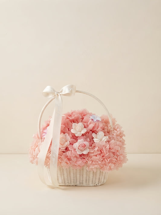 Pink Carry · Preserved Flower Handled Basket