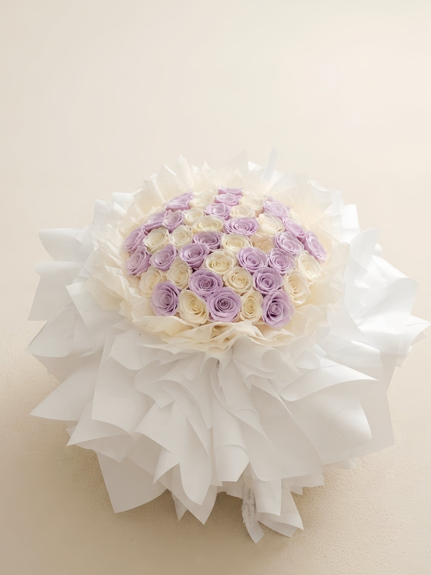52-Piece Purple-White Soap Flower Huge Bouquet
