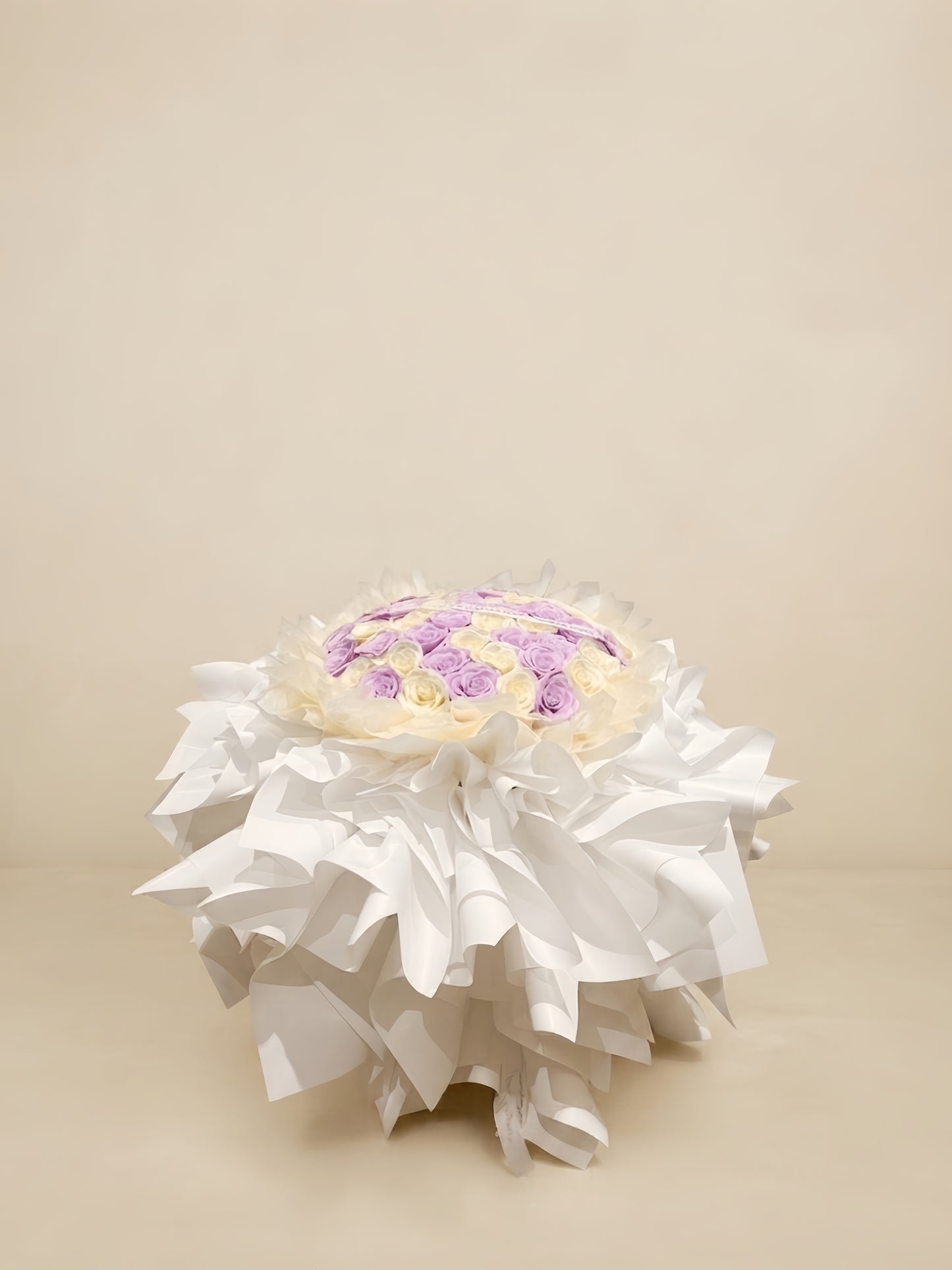 52-Piece Purple-White Soap Flower Huge Bouquet