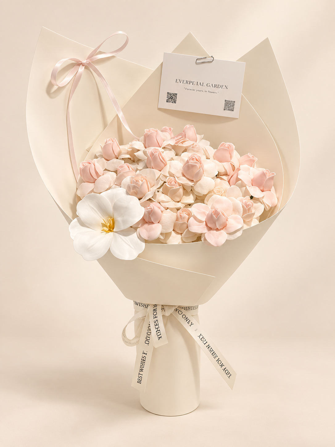 French Blush · Folded-Petal Soap Flower Bouquet
